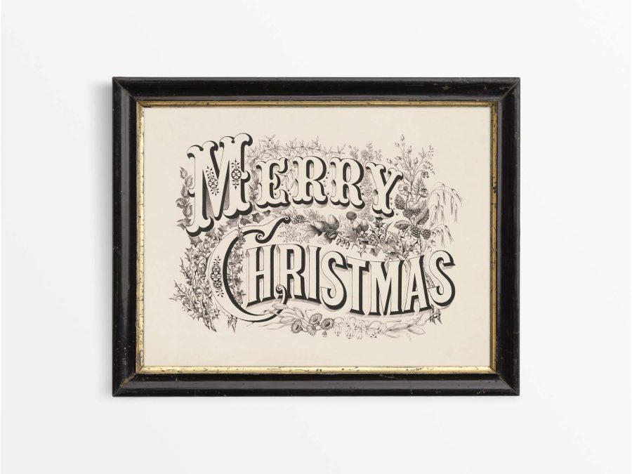 Merry Christmas Vintage Art Print