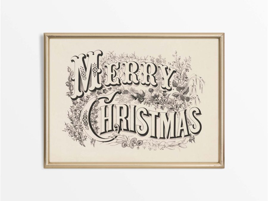 Merry Christmas Vintage Art Print