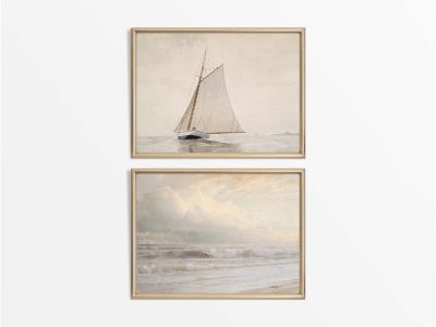 Minimalist Seascape (Set of Two) Vintage Art Prints