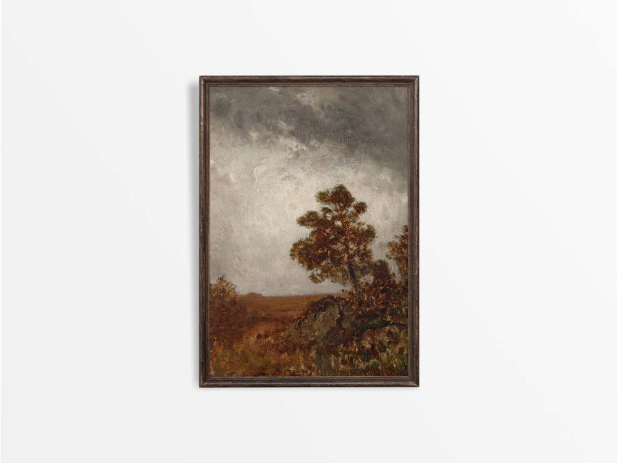 Moody Autumn Landscape Vintage Art Print