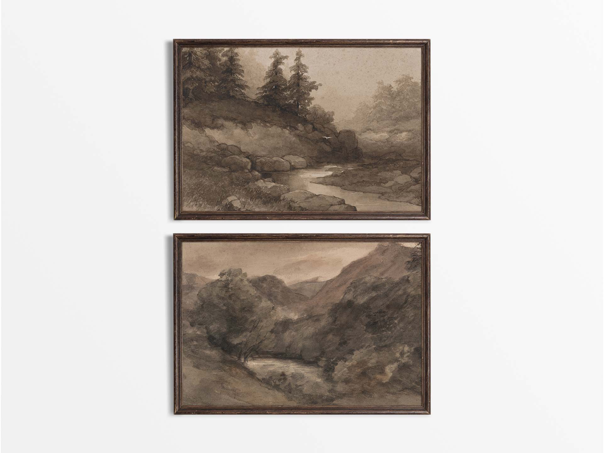Moody Landscape III (Set of Two) Vintage Art Prints