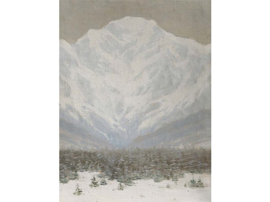 Mountain in Winter Vintage Art Print