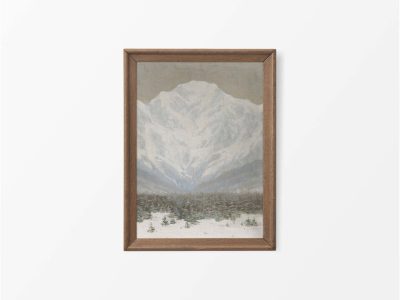 Mountain in Winter Vintage Art Print