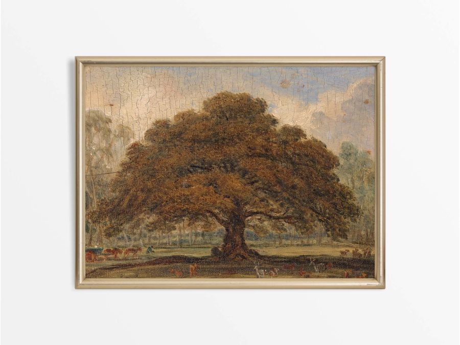 Oak in Autumn Vintage Art Print