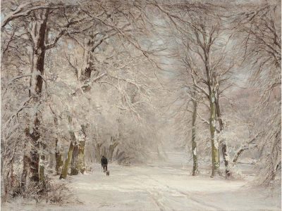 Path in the Snow Vintage Art Print