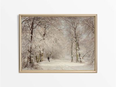 Path in the Snow Vintage Art Print