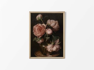 Pink Roses Vintage Art Print