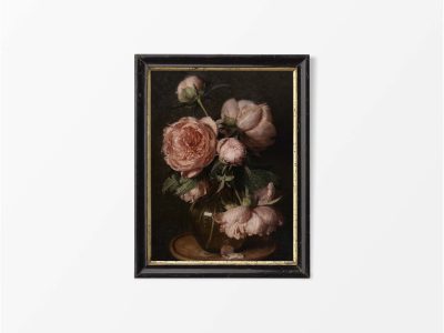Pink Roses Vintage Art Print