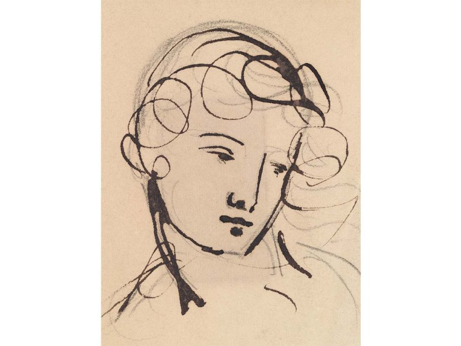 Portrait Sketch Vintage Art Print