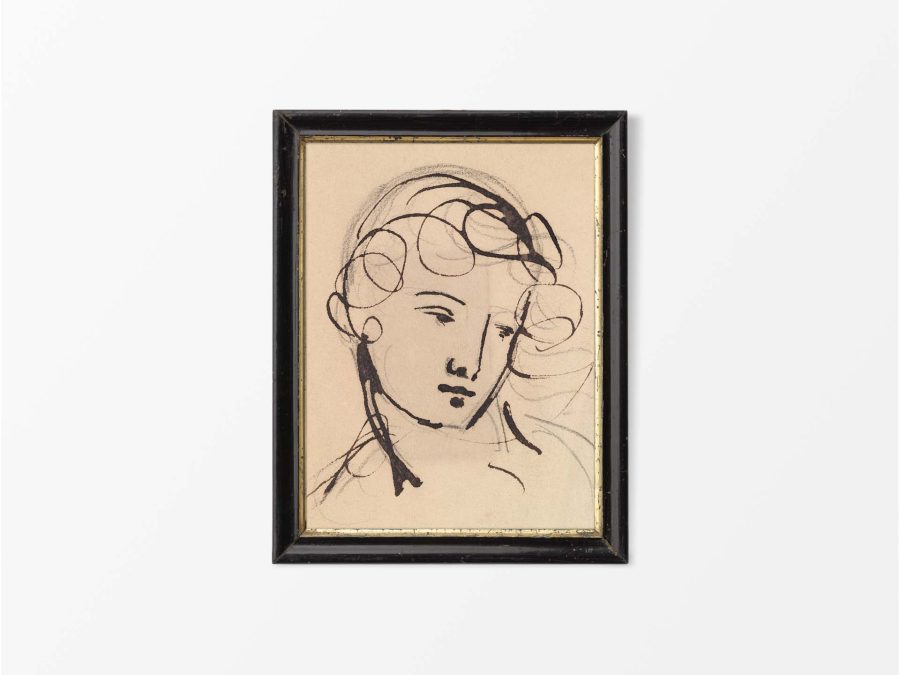 Portrait Sketch Vintage Art Print