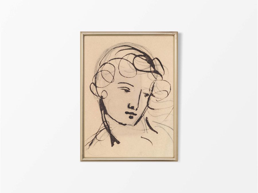 Portrait Sketch Vintage Art Print