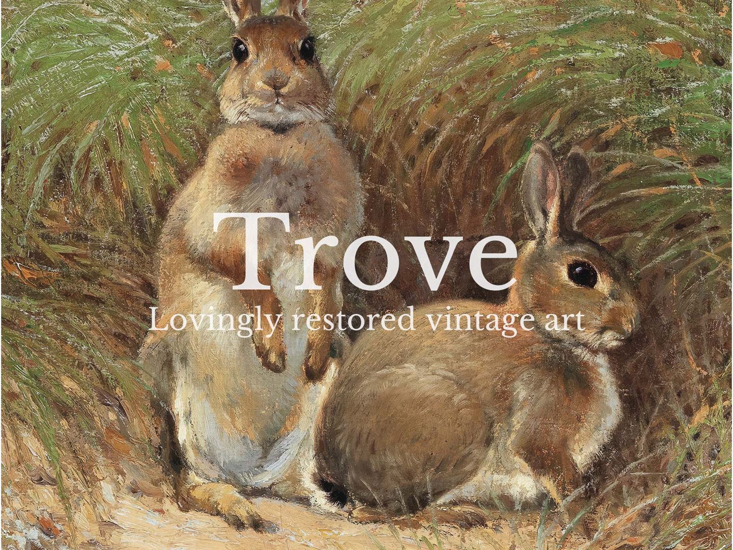 Rabbits Vintage Art Print