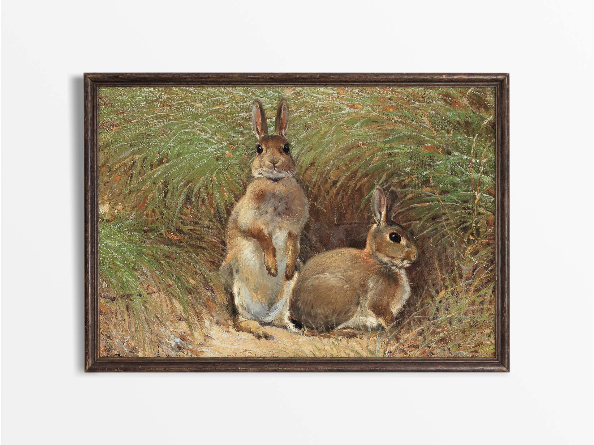 Rabbits Vintage Art Print