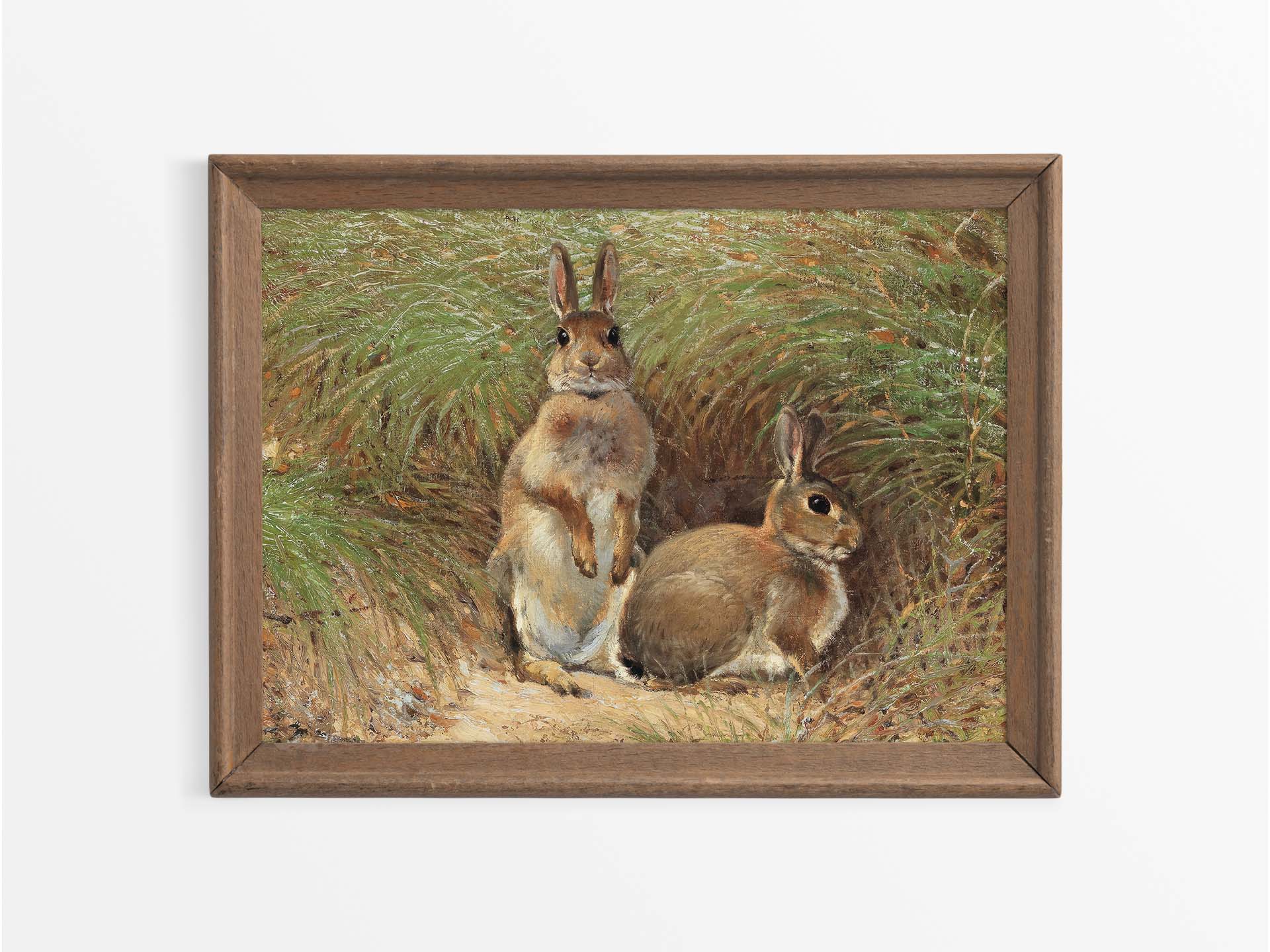Rabbits Vintage Art Print