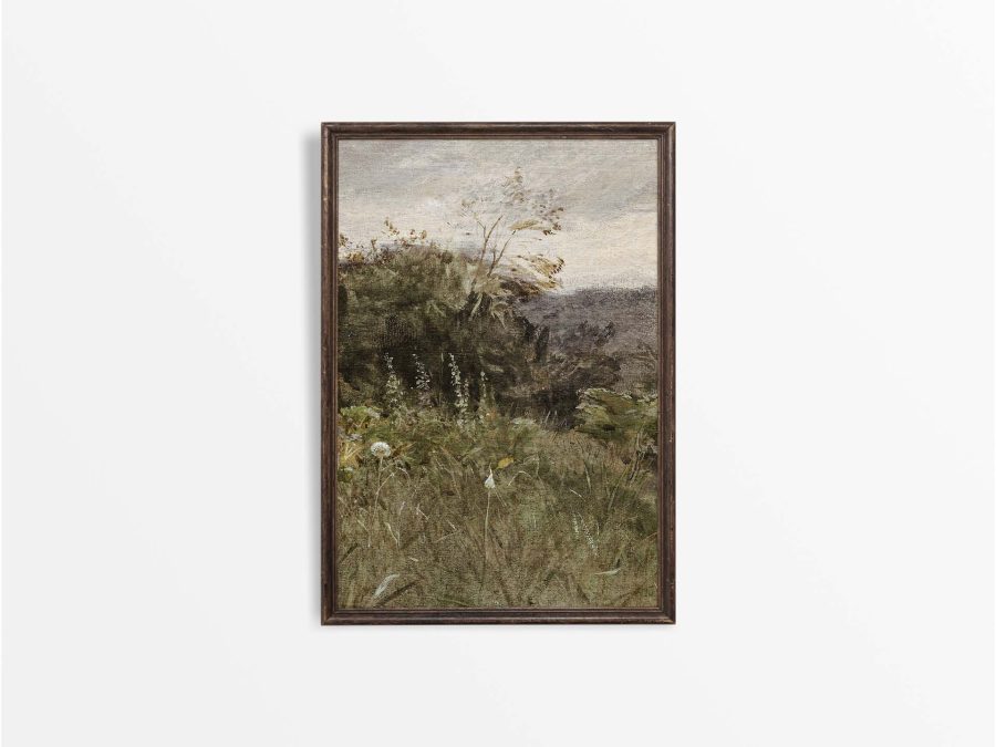 Rustic Meadow II Triptych Vintage Art Print