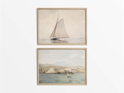 Sailing Boats (Set of Two) Vintage Art Prints