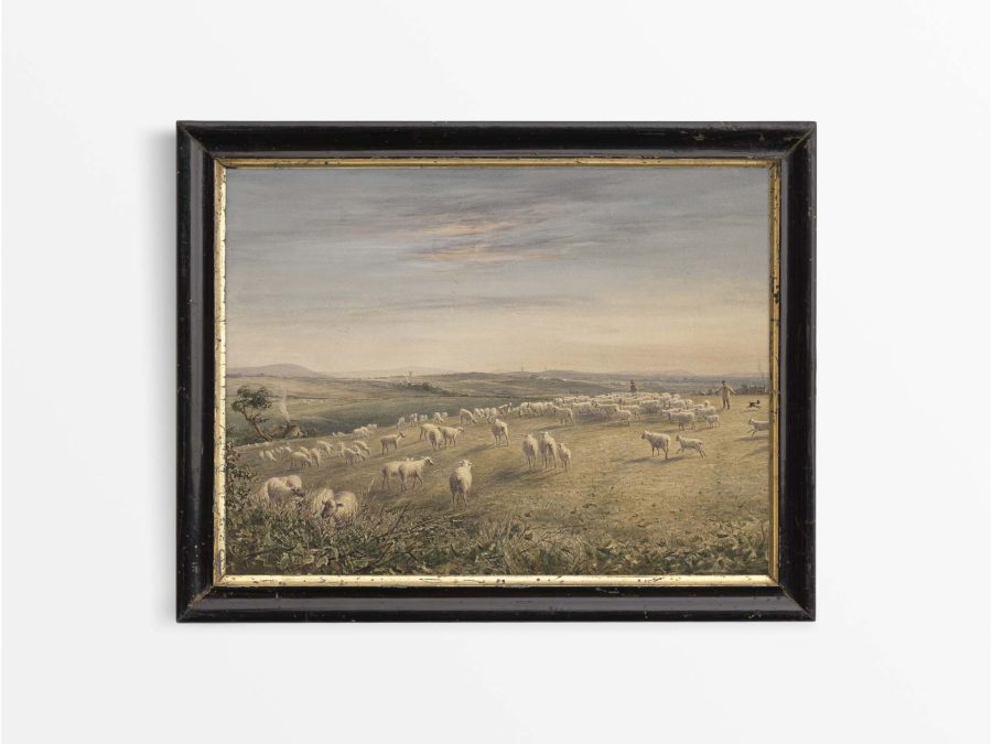 Shepherd & Sheep Vintage Art Print