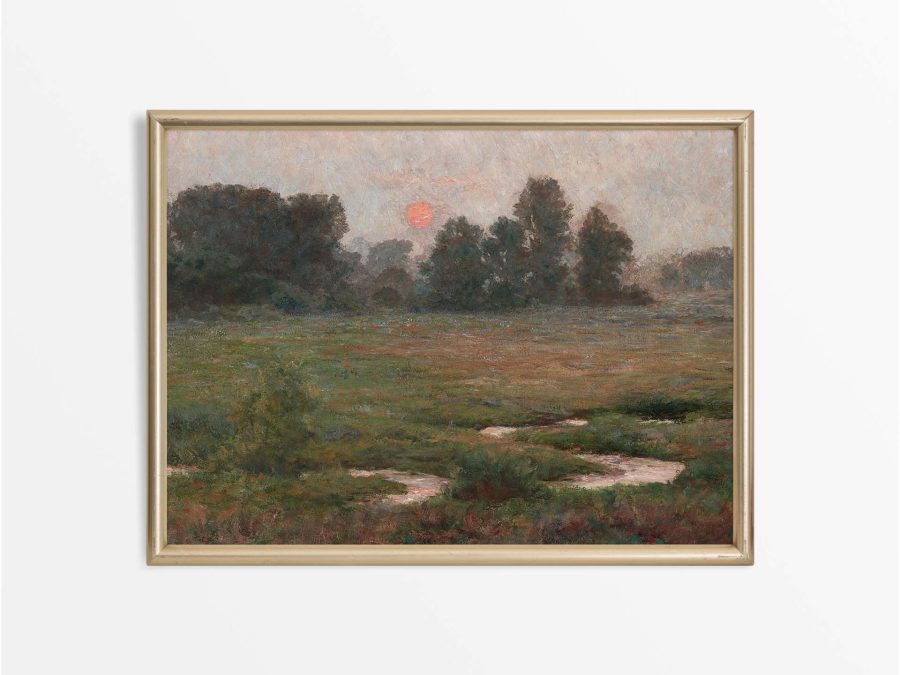 Summer Sunset Vintage Art Print