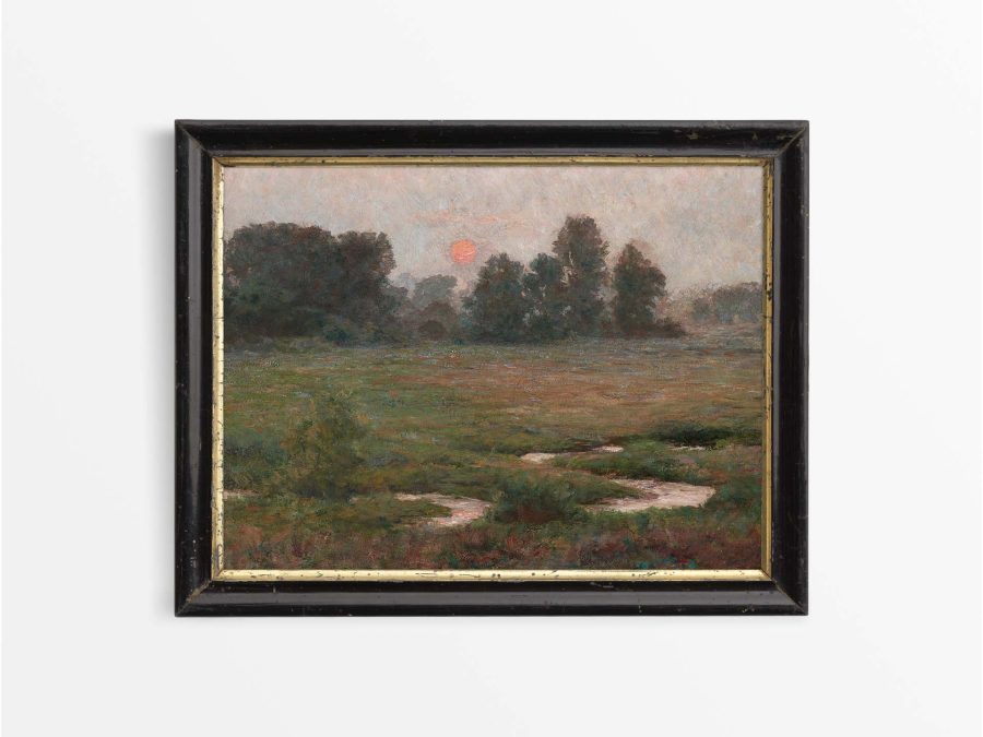 Summer Sunset Vintage Art Print