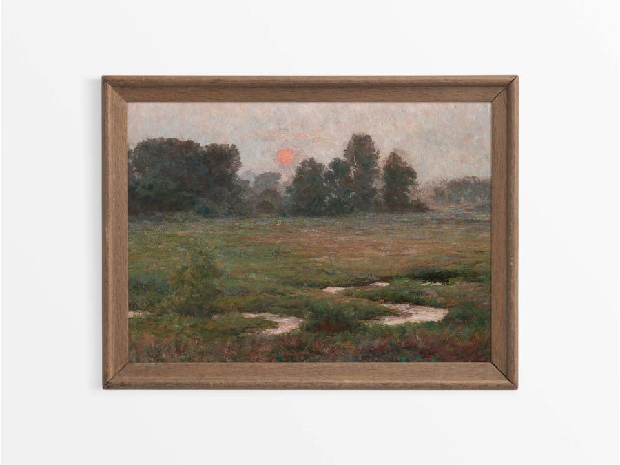 Summer Sunset Vintage Art Print