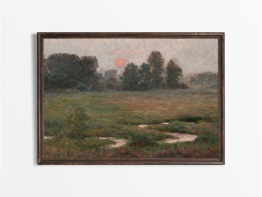 Summer Sunset Vintage Art Print