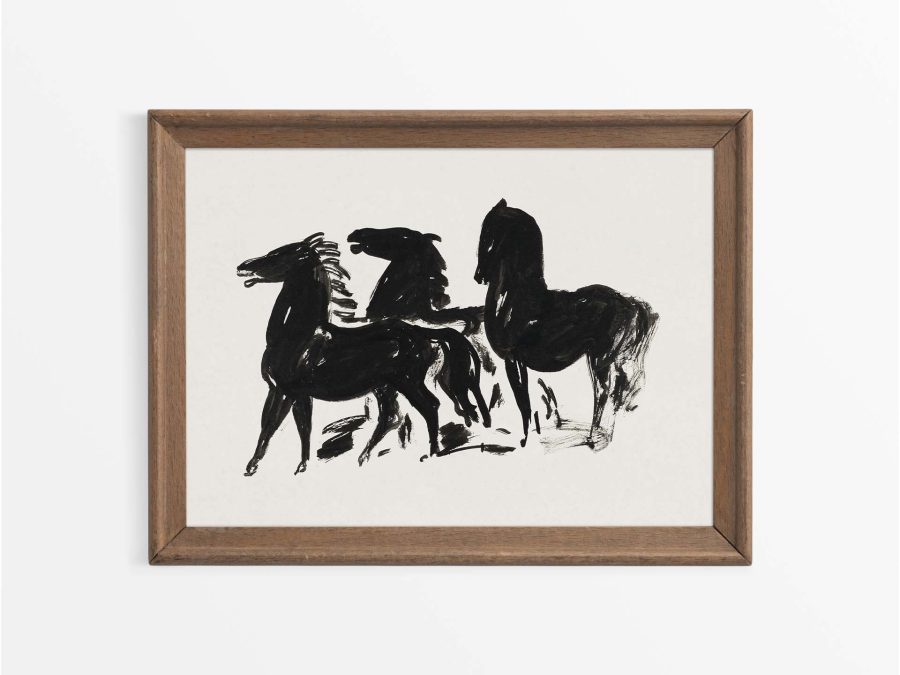Three Horses Vintage Art Print