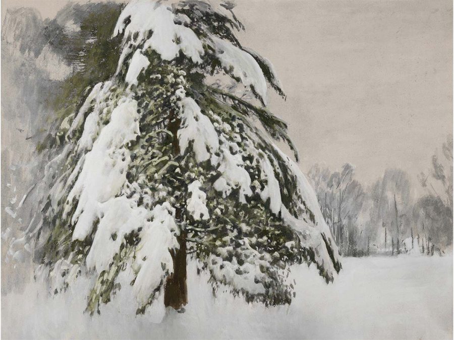 Trees in Snow II Vintage Art Print