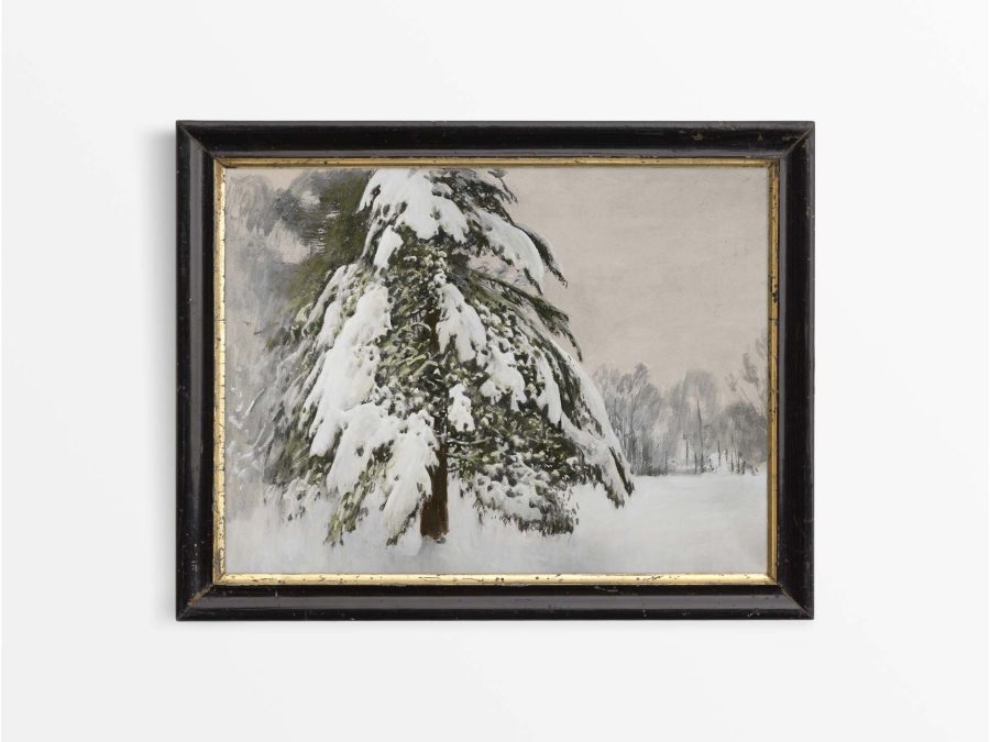 Trees in Snow II Vintage Art Print