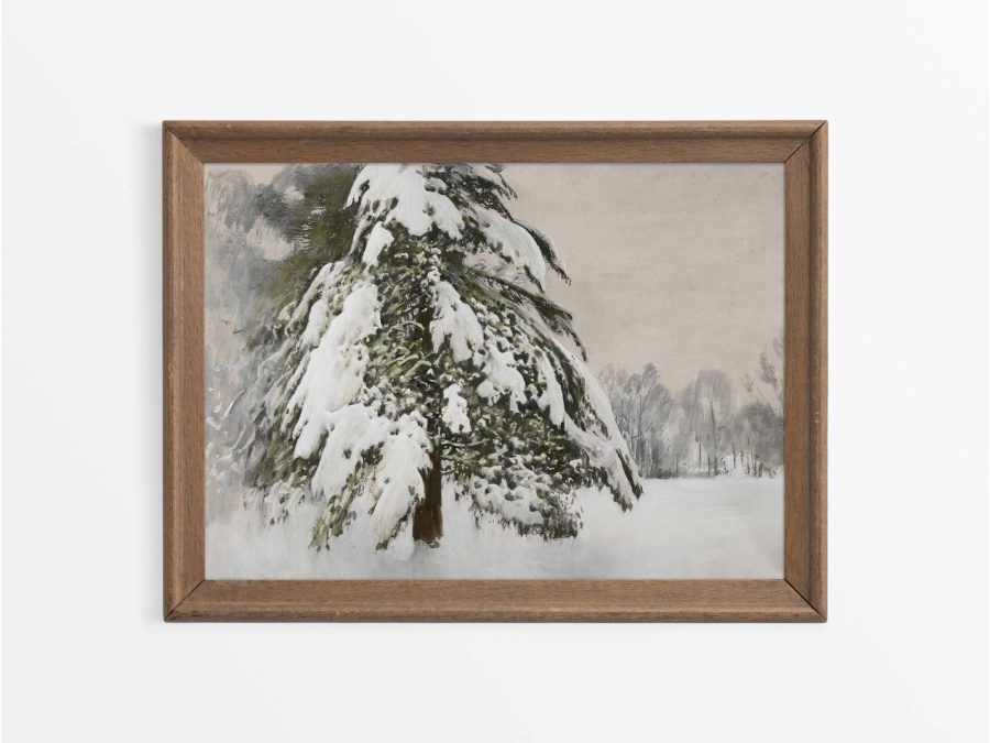 Trees in Snow II Vintage Art Print