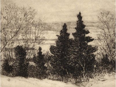 Trees in Winter II Vintage Art Print