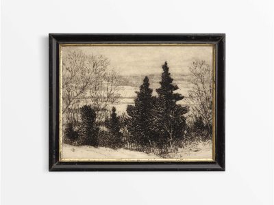 Trees in Winter II Vintage Art Print