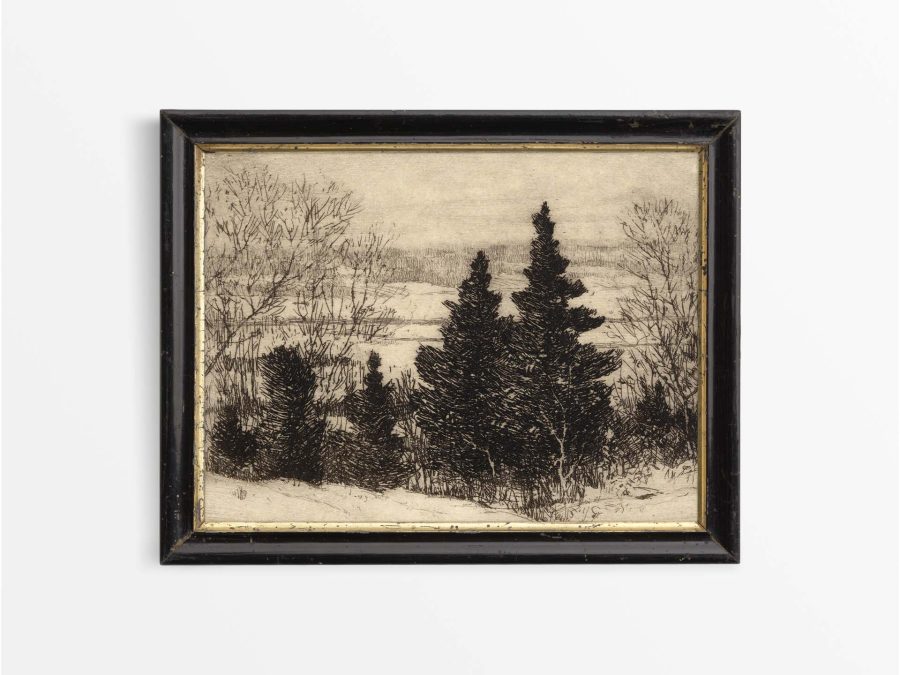 Trees in Winter II Vintage Art Print