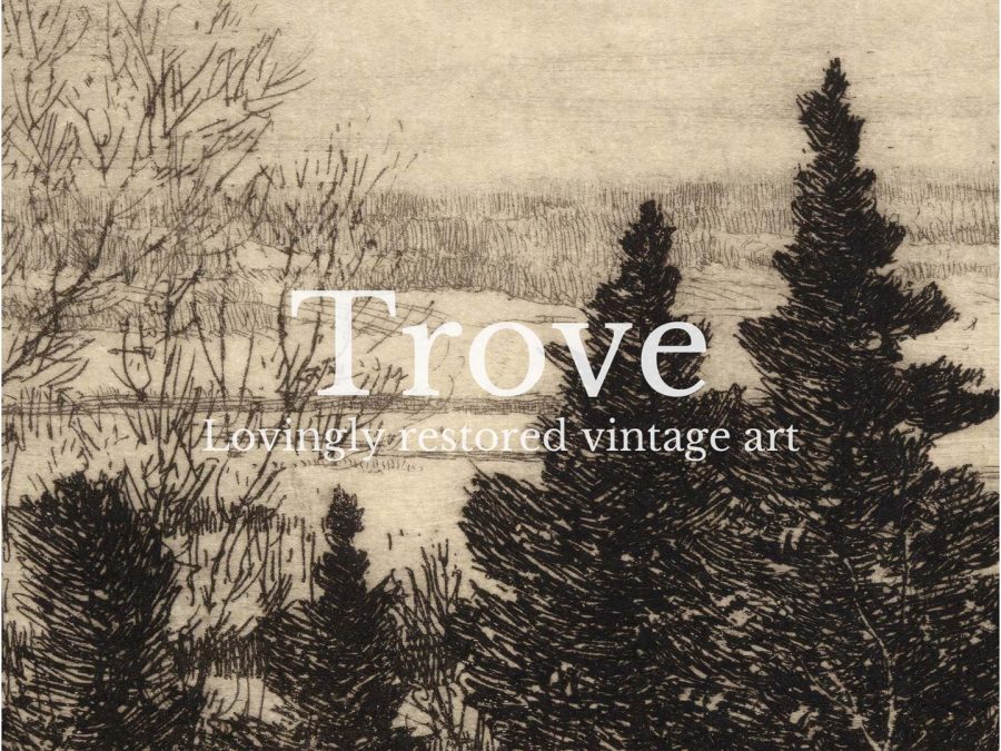 Trees in Winter II Vintage Art Print