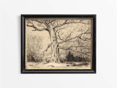 Trees in Winter Vintage Art Print