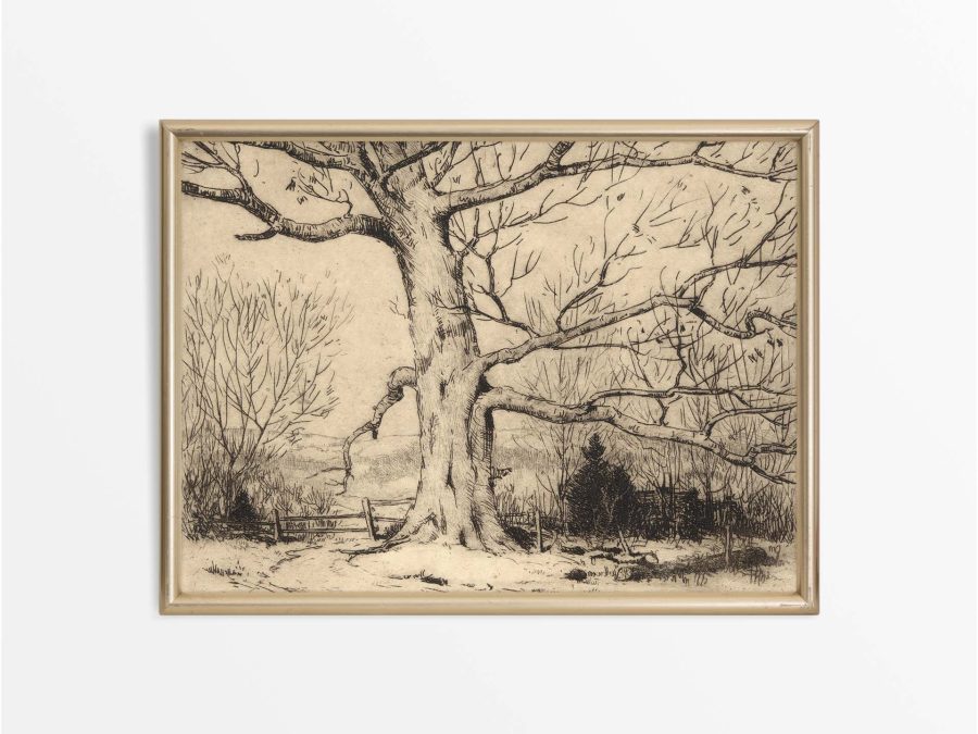 Trees in Winter Vintage Art Print