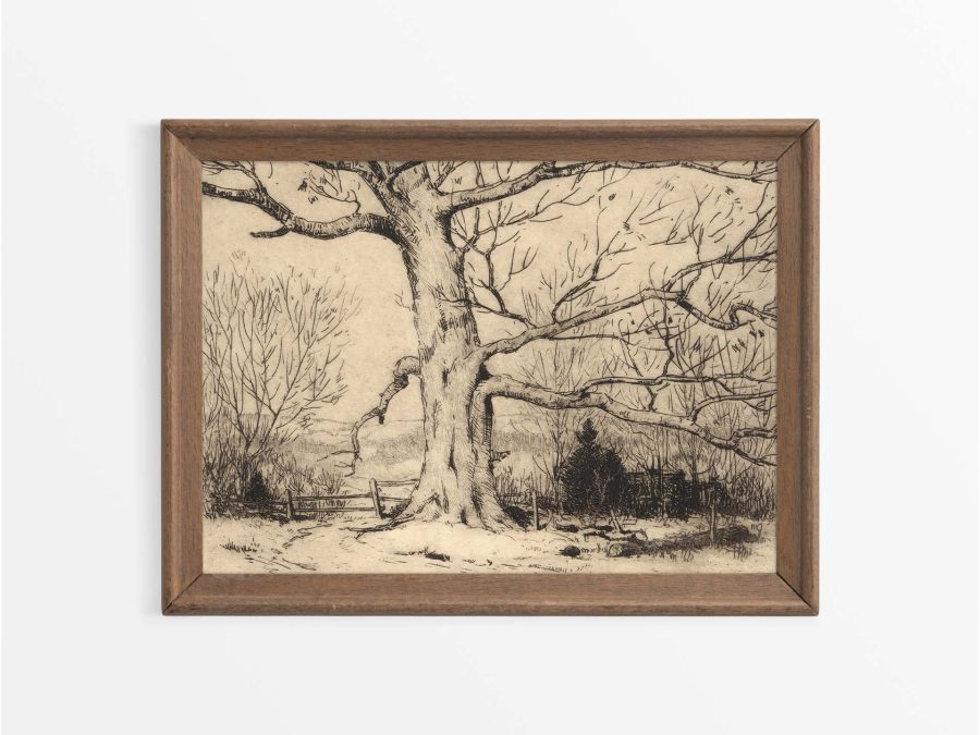 Trees in Winter Vintage Art Print