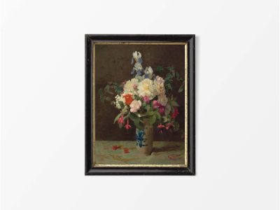 Vase of Flowers II Vintage Art Print