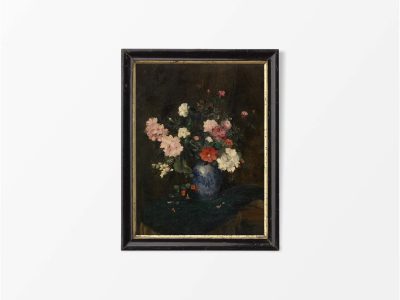 Vase of Flowers Vintage Art Print