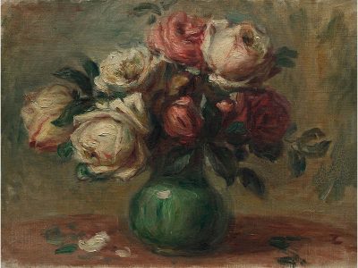 Vase of Roses II Vintage Art Print