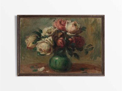 Vase of Roses II Vintage Art Print
