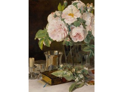 Vase of Roses III Vintage Art Print