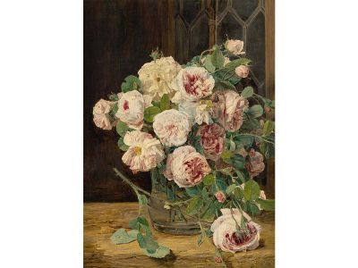 Vase of Roses IV Vintage Art Print