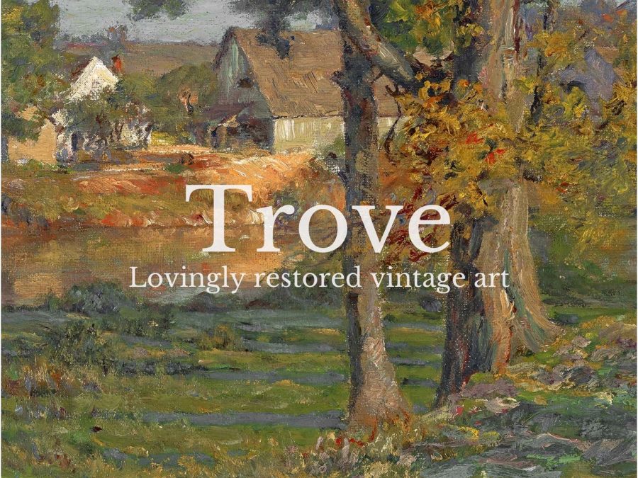 Village in Autumn Vintage Art Print