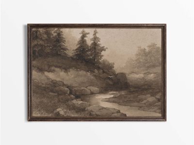 Winding River Vintage Art Print