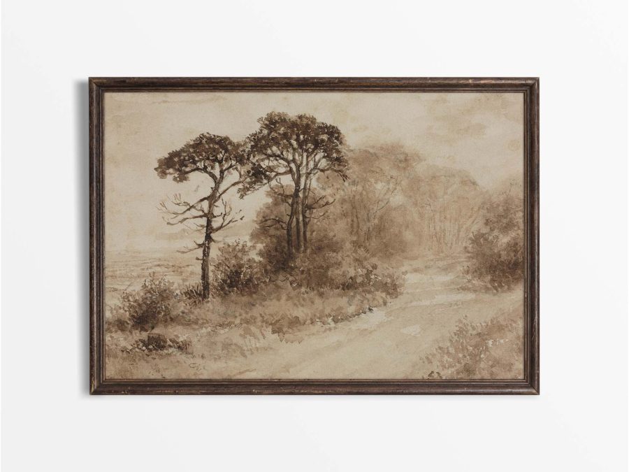 Winding Road Vintage Art Print