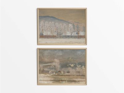 Winter Landscape (Set of Two) Vintage Art Prints