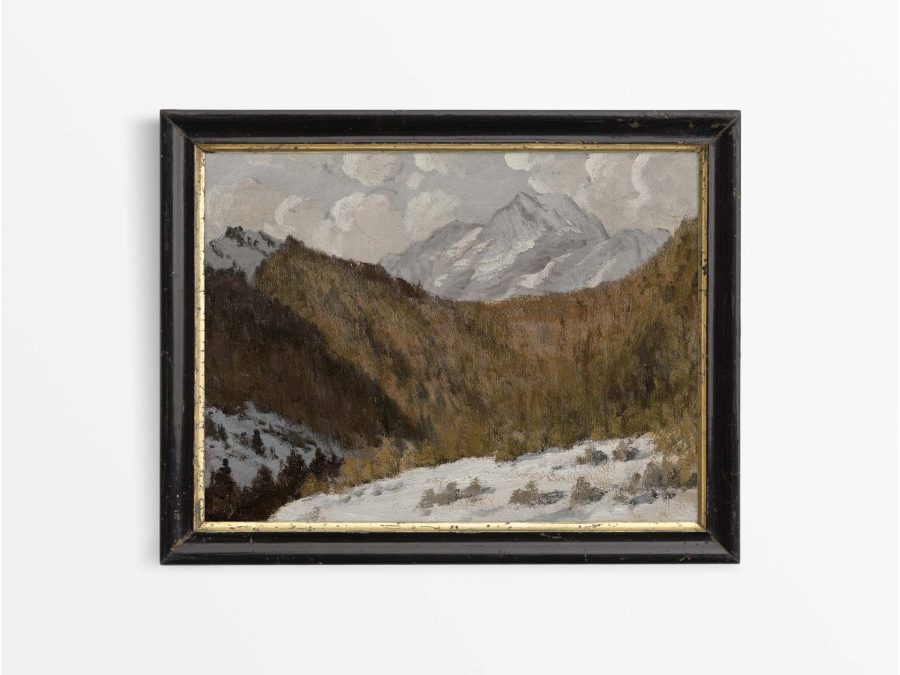 Winter Mountains Vintage Art Print