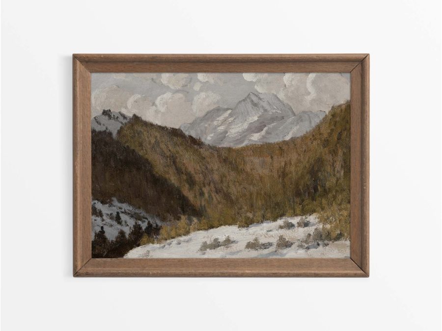 Winter Mountains Vintage Art Print