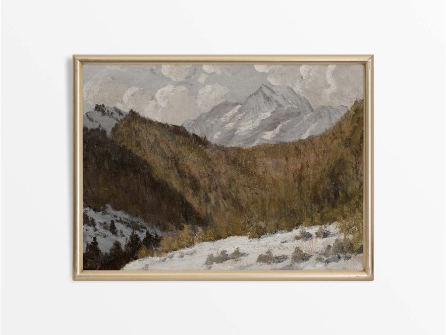 Winter Mountains Vintage Art Print