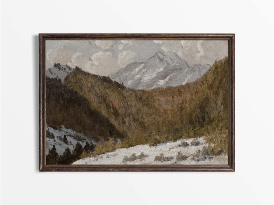 Winter Mountains Vintage Art Print